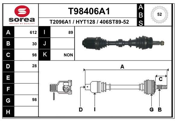 Приводной вал EAI T98406A1