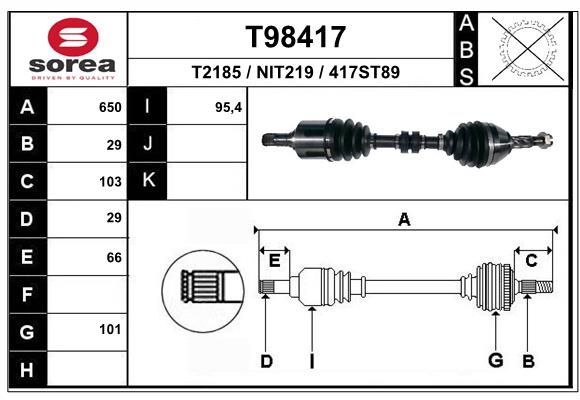 Приводной вал EAI T98417