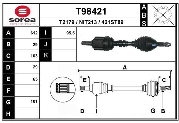 Приводной вал EAI T98421