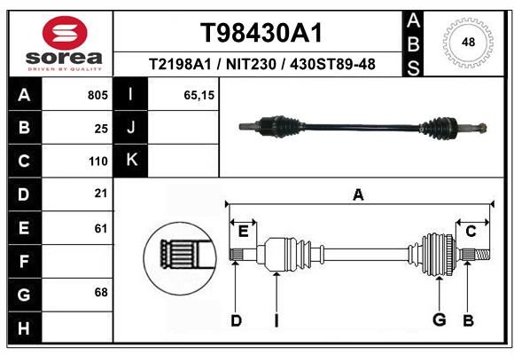 Приводной вал EAI T98430A1