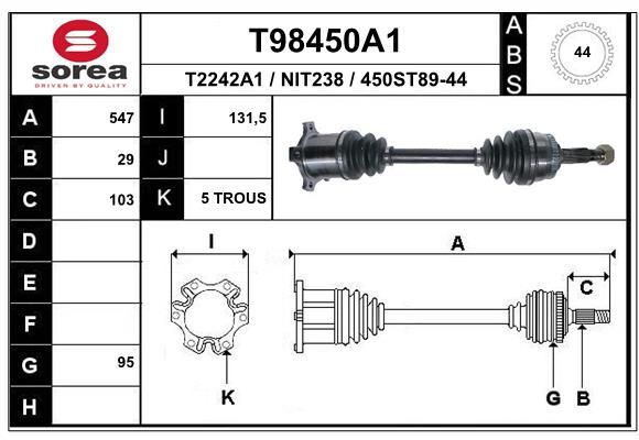 Приводной вал EAI T98450A1