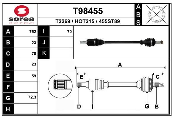 Приводной вал EAI T98455