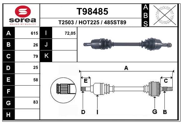 Приводной вал EAI T98485