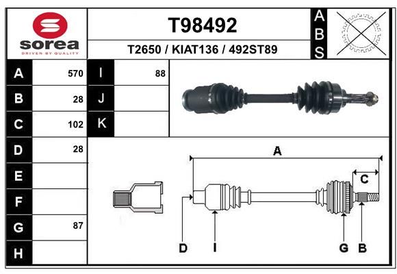 Приводной вал EAI T98492