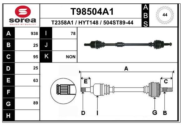 Приводной вал EAI T98504A1