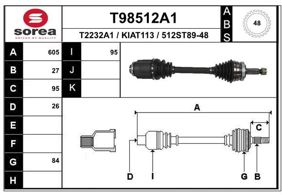 Приводной вал EAI T98512A1