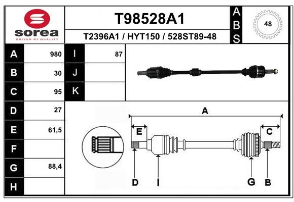 Приводной вал EAI T98528A1