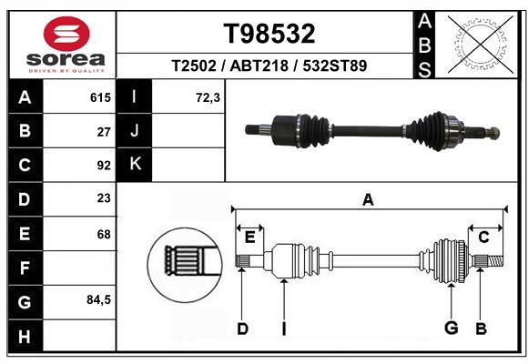 Приводной вал EAI T98532