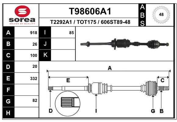 Приводной вал EAI T98606A1