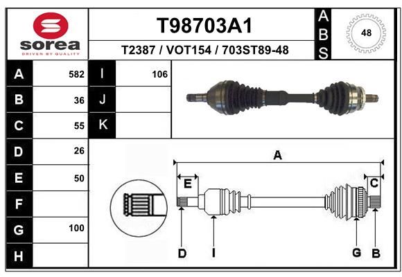 Приводной вал EAI T98703A1