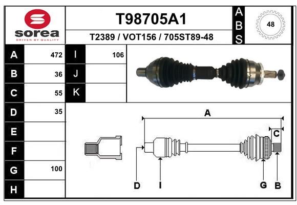 Приводной вал EAI T98705A1
