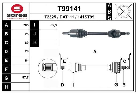Приводной вал EAI T99141