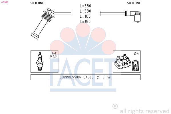 Комплект проводов зажигания FACET 49625