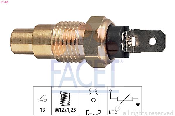 Датчик, температура охлаждающей жидкости FACET 73159