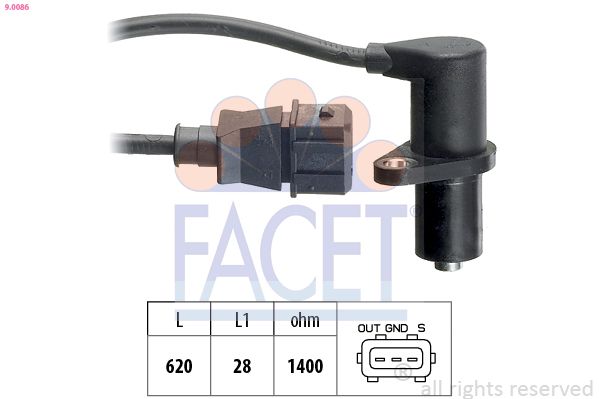 Датчик, число оборотов двигателя FACET 90086