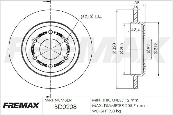 Тормозной диск FREMAX BD0208