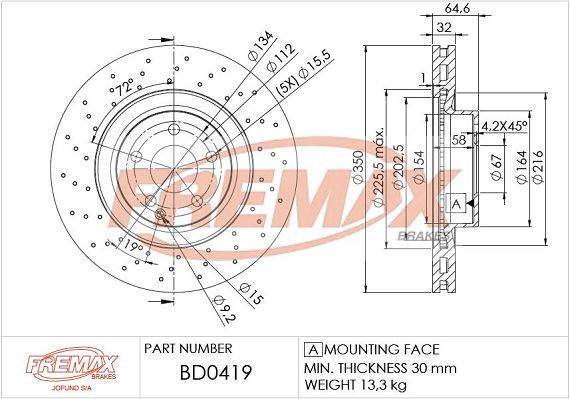 Тормозной диск FREMAX BD0419