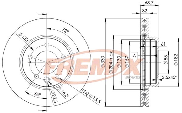Тормозной диск FREMAX BD3326