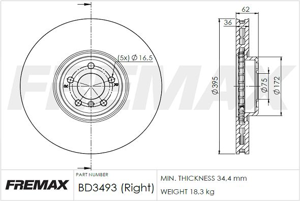 Тормозной диск FREMAX BD3493