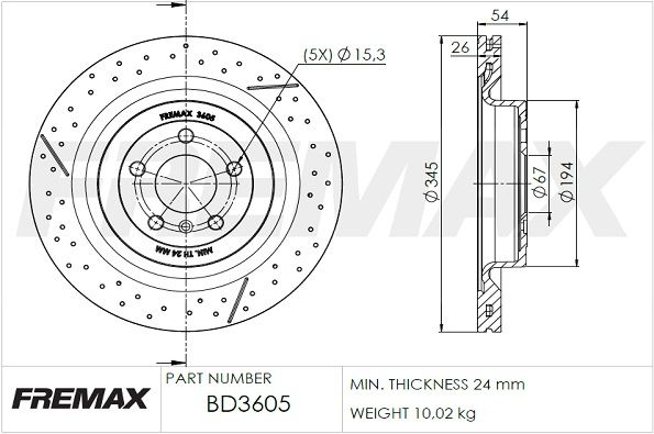 Тормозной диск FREMAX BD3605