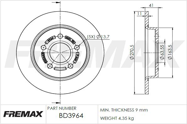 Тормозной диск FREMAX BD3964
