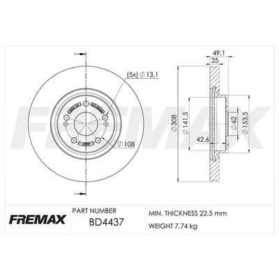 Тормозной диск FREMAX BD4437