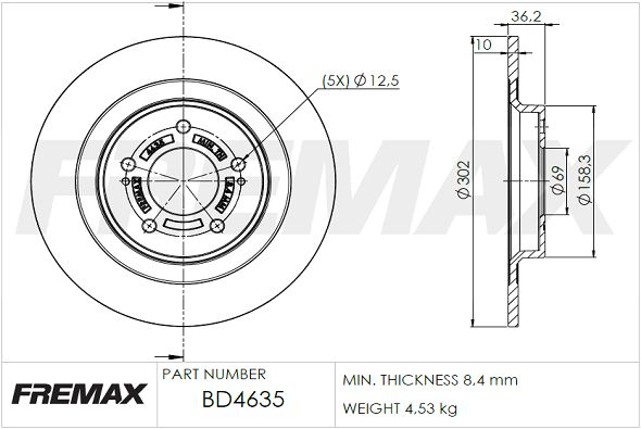 Тормозной диск FREMAX BD4635