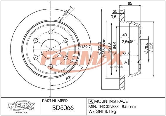 Тормозной диск FREMAX BD5066