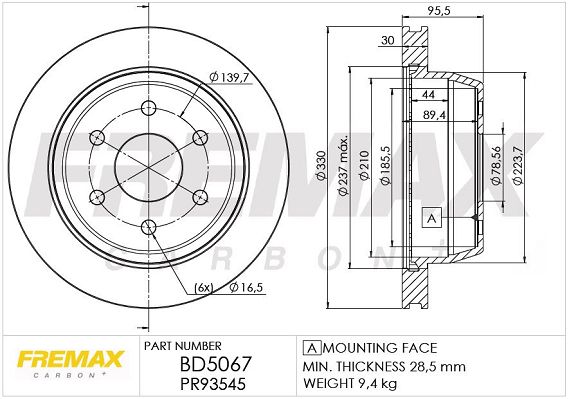 Тормозной диск FREMAX BD5067