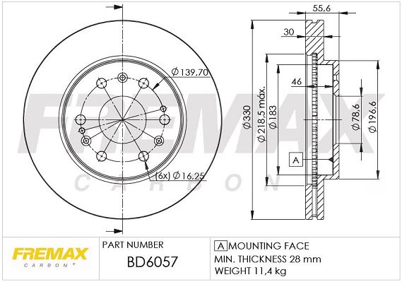 Тормозной диск FREMAX BD6057