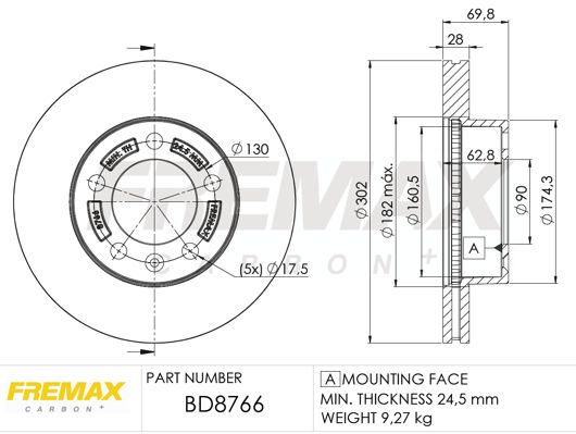 Тормозной диск FREMAX BD8766