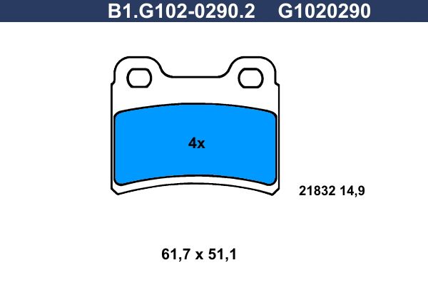 Комплект тормозных колодок, дисковый тормоз GALFER B1G10202902