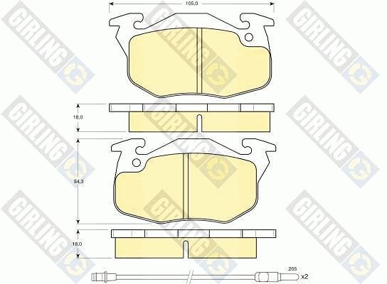 Комплект тормозных колодок, дисковый тормоз GIRLING 6103273