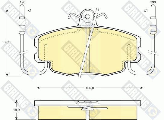 Комплект тормозных колодок, дисковый тормоз GIRLING 6108071