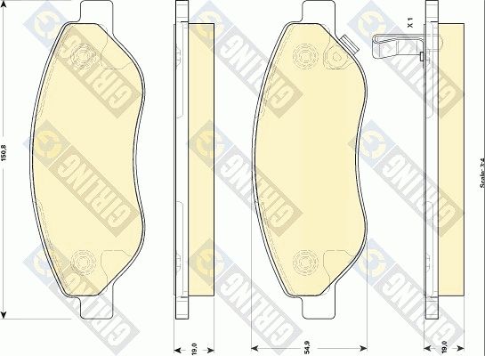 Комплект тормозных колодок, дисковый тормоз GIRLING 6117134