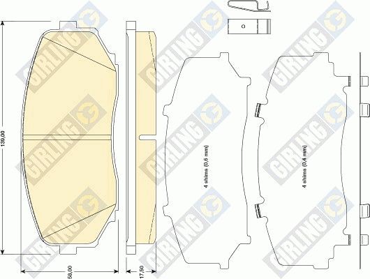 Комплект тормозных колодок, дисковый тормоз GIRLING 6134719