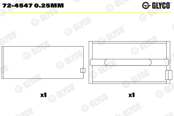 Подшипник коленвала GLYCO 724547025MM