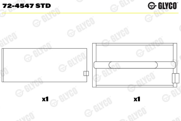 Подшипник коленвала GLYCO 724547STD