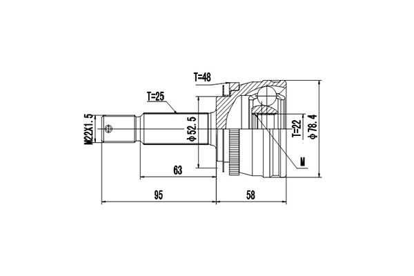 Шарнирный комплект, приводной вал DYNAMATRIX DCV824046
