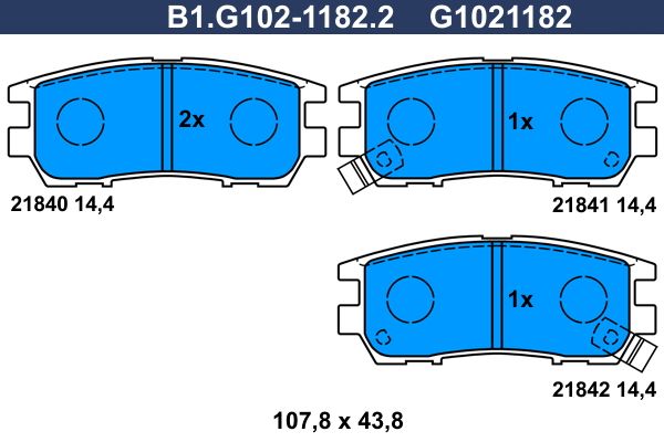 Комплект тормозных колодок, дисковый тормоз GALFER B1G10211822