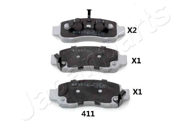 Комплект тормозных колодок, дисковый тормоз JAPANPARTS PA411AF