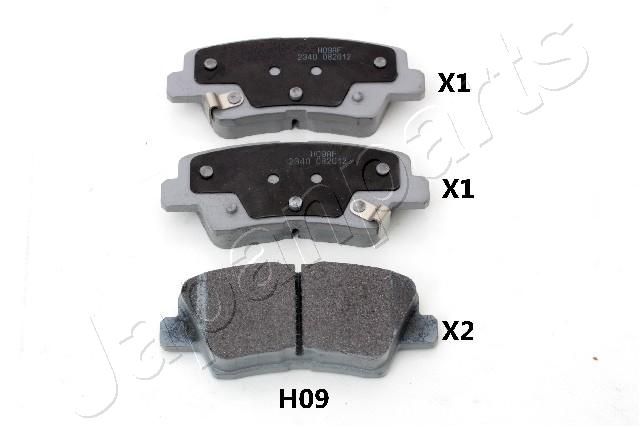 Комплект тормозных колодок, дисковый тормоз JAPANPARTS PPH09AF