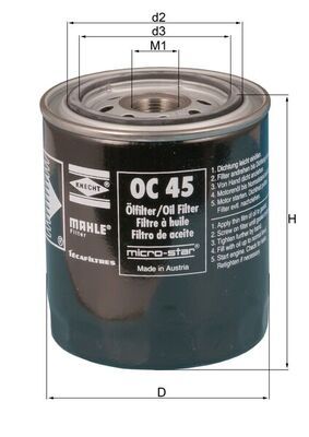 Масляный фильтр MAHLE OC45