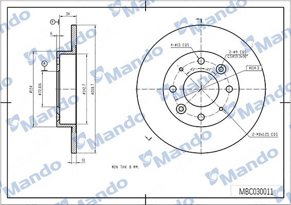 Тормозной диск MANDO MBC030011