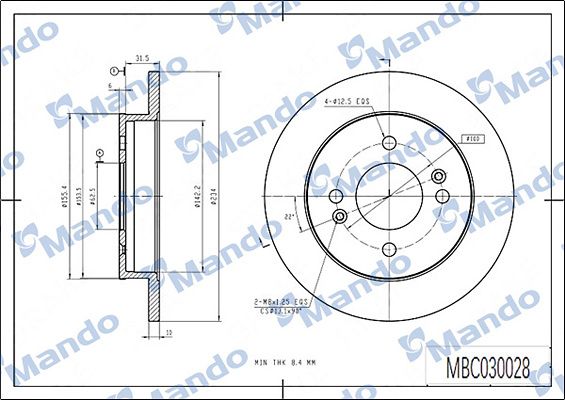 Тормозной диск MANDO MBC030028