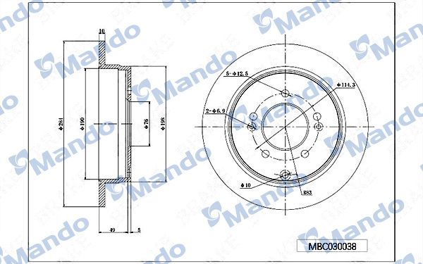 Тормозной диск MANDO MBC030038