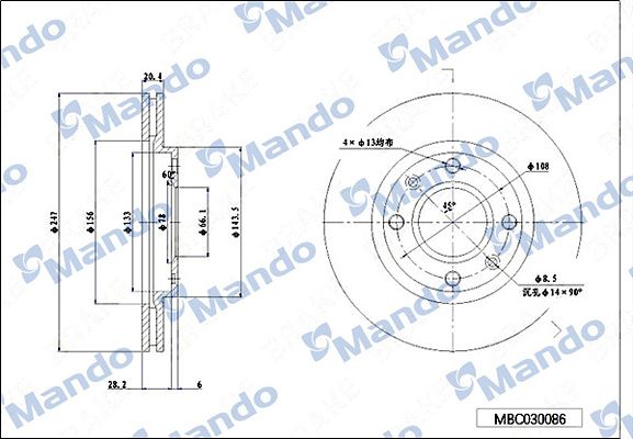 Тормозной диск MANDO MBC030086