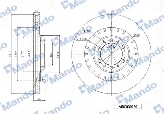 Тормозной диск MANDO MBC030139