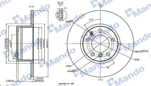 Тормозной диск MANDO MBC035356