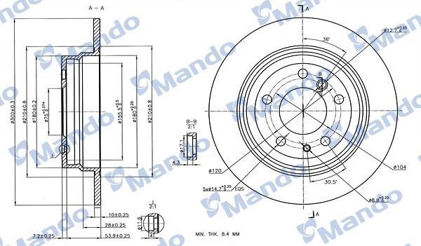 Тормозной диск MANDO MBC035361
